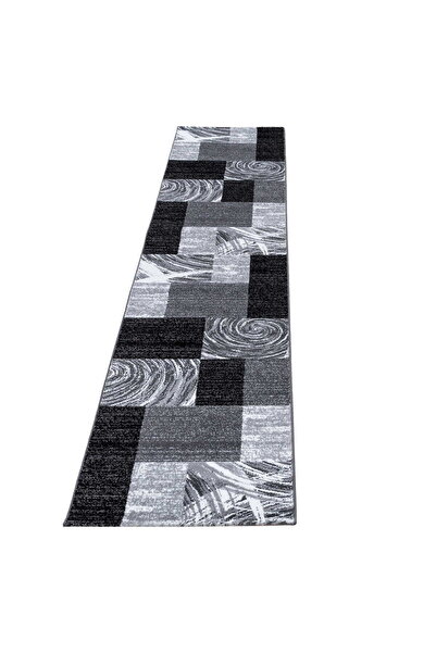 AYYILDIZ Covor modern, Parma Dreptunghiuri, 80 x 300 cm, Negru, Polipropilen,...