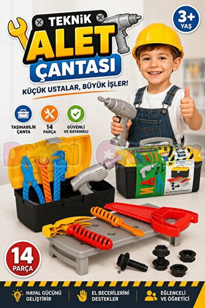 Doğan Oyuncak Dünyası Teknik Alet Çantası - Oyuncak Tamir Setleri - Tamir Ale...