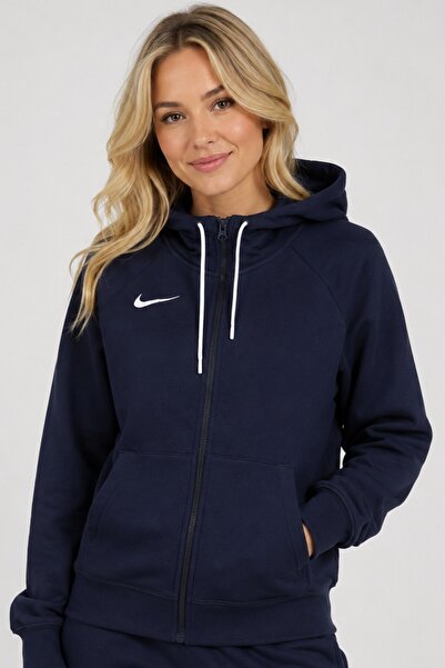 Nike Hanorac cu fermoar integral și mânecă lungă, bleumarin, pentru femei, cu...