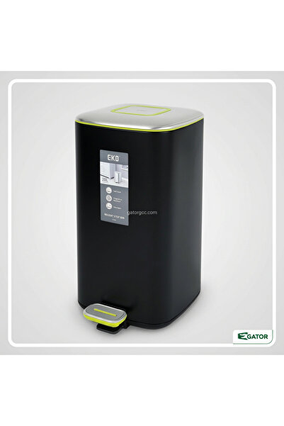 EKO Square Step Trash Bin with Soft Closing Lid Black 20L