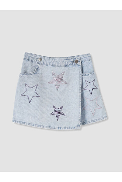 LC Waikiki Nevavm Stoned Girl's Jean Shorts Skirt with a Difference