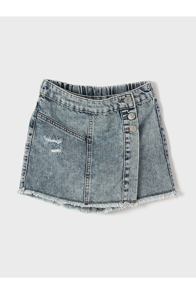 LC Waikiki Özmarka New Season Elastic Waist Girls' Jean Shorts Skirt