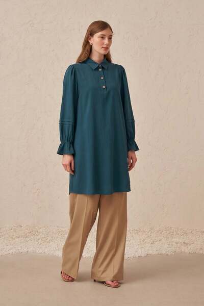 ALLDAY Green-Kolu Aller and Ruffle Detailed Tunic