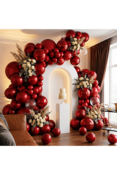 BeySüS Red Color Latex Metallic Balloon (30 cm) - 100 Pieces