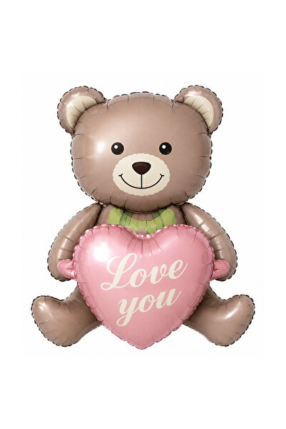 BeySüS Love You Heart-Shaped Teddy Bear Sitting Foil Balloon