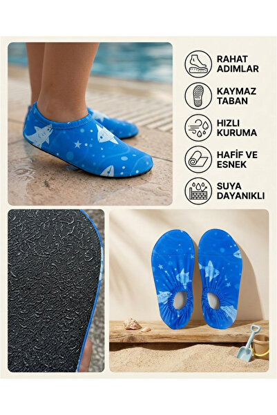 MAVİ BONCUKK Boys' Sea Shoes with Non-Slip Soles for Pool and Beach