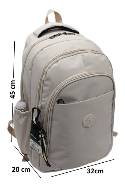 ÇantaExpress Rucsac pentru copii unisex, din material textil rezistent la apă, culoare bej, cu mai multe compartimente 1650