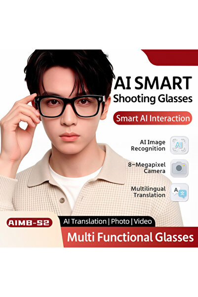 AIMB S2 Max AI Smart Glasses with HD Camera, Real Time Translation, Multifunction Smart Wearable Glasses
