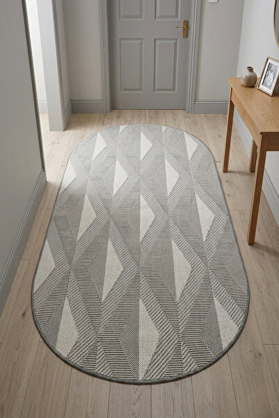 Bonny Home Oval Koridor Halısı Rölyef Kaymaz İnce Yıkanabilir Modern Dekorati...