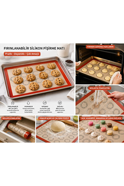MOONFER Oven Safe Washable Self-Oiling Heat Resistant Silicone Baking Mat