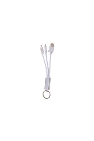 zutech Cablu breloc 2 în 1 MicroUSB/iPhone Argintiu