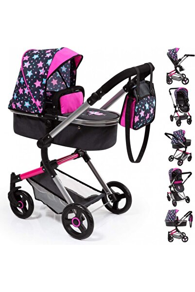 Bayer Carucior 2in1 pentru papusi Neo Vario Pink/Black Fairy reversibil, cadr...