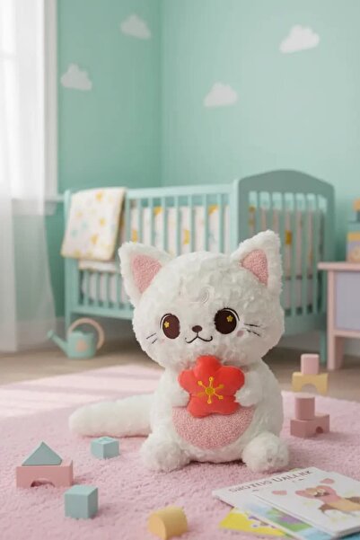 Miniso Lisanslı Çöl Yıldızı Peluş Oyuncak 40 Cm – Çiçekli Beyaz Tasarım