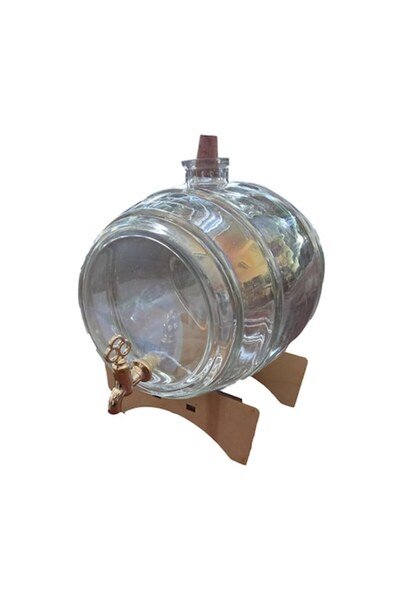 OEM Butoi de sticlă cu robinet pe suport de lemn, 5 L