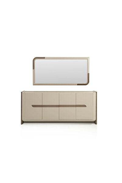 Midas Furniture خزانة جانبية خشبية 200X45X85 سم رمادي