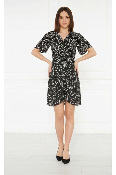 MEECY Rochie de damă neagră zebră dublu