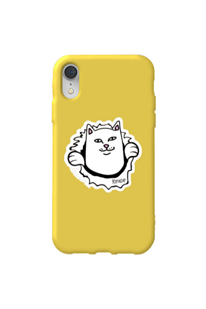Other Apple iPhone Xr White cat Yellow Colored Silicone TPU Θήκη