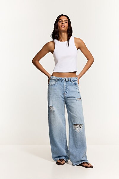 LEFTIES Katlı bel detaylı baggy jean