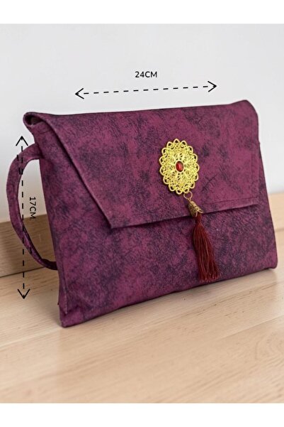 Medrese Kitab Evi Kuran Kılıfı Çantası Kabı Orta Boy 17*24 Cm Bordo Renk Kura...