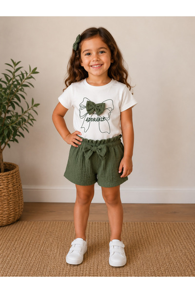 SANTRALBEBE Girl's Bürümcük Shorts Set