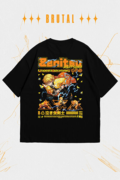 Brutal Dept. Demon Slayer Zenitsu Agatsuma Oversize T-Shirt - Thunder Breathi...