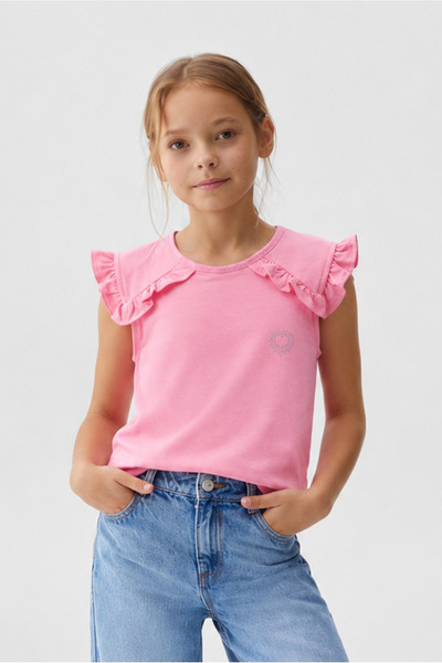 Overdo Tricou cu mânecă scurtă din bumbac cu imprimeu Stone pentru fete