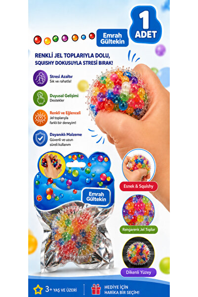Emrah Gültekin Jel Toplu 1 Adet Stres Topu Oyuncak Duyusal Oyuncak Squeeze Sı...