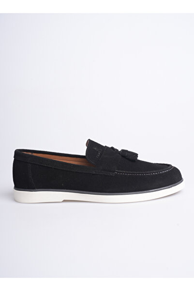 Fame Step Hakiki Deri Erkek Loafer Ayakkabı Siyah Süet Günlük Rahat Casual Mo...