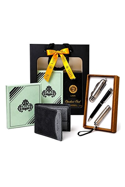 velve Set premium de lux pentru barbati,Opulent Oud 100ml,portofel din piele ...