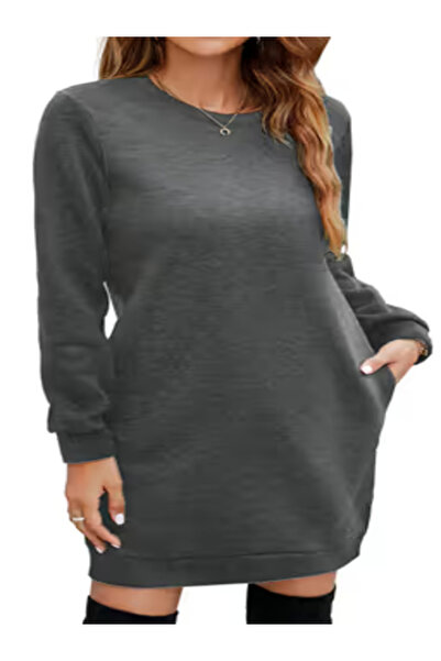 YUTILA Women's Sweat Dress Long Sleeve Pullover Casual Autumn/Winter
