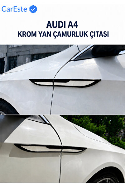 CarEste Audi A4 Krom Yan Çamurluk Çıtası Parlak Krom 4 Parça 3M Bantlı Araca ...