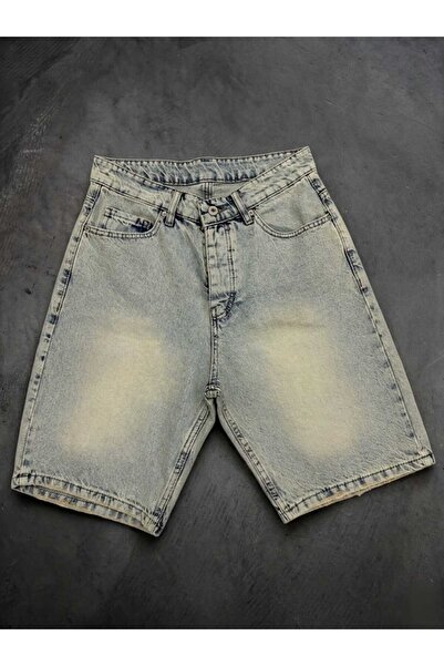 Wonraces Men's Light Blue Regular Vintage Washed Premium Jean Shorts