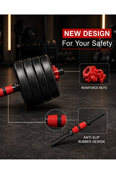 Generic 20KG Adjustable Dumbbell & Barbell Set with Non-Slip Grip for Home Gym Strength Training