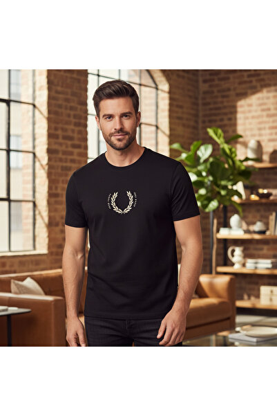 Fred Perry Men's Black Laurel Wreath Graphic T-Shirt - L
