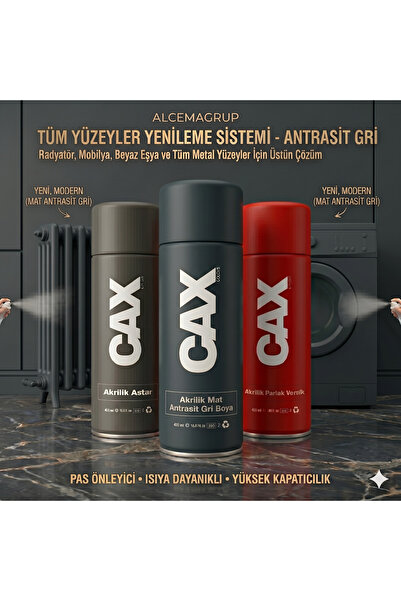 caxcolors CAX Tüm Yüzeyler Yenileme Seti 3'lü - Akrilik Boya Sprey + Akrilik ...