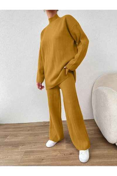 Iuliashop Knitted Set with Irina Mustard Yellow Pants