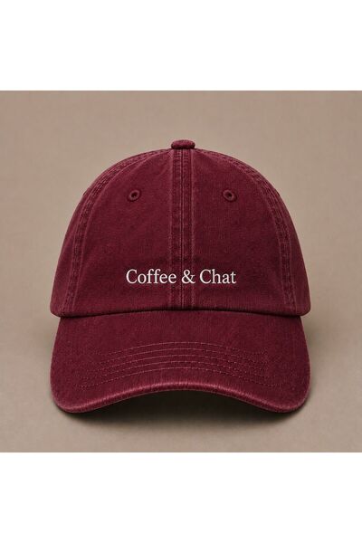 WeavedCo Coffee & Chat Embroidered Vintage Washed Cap Hat