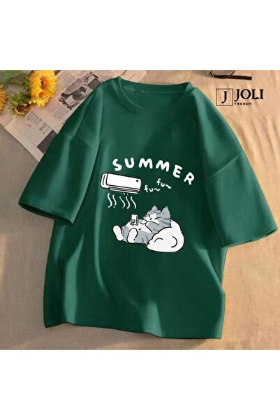 classy moda Άνετη εφαρμογή, Oversize, Μίνιμαλ μπλούζα με στάμπα μπροστά, κοντ...