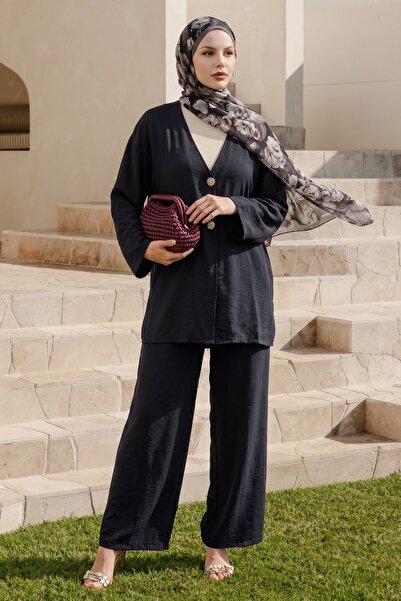 InStyle Black Suit with Double Gold Buttons and Trousers