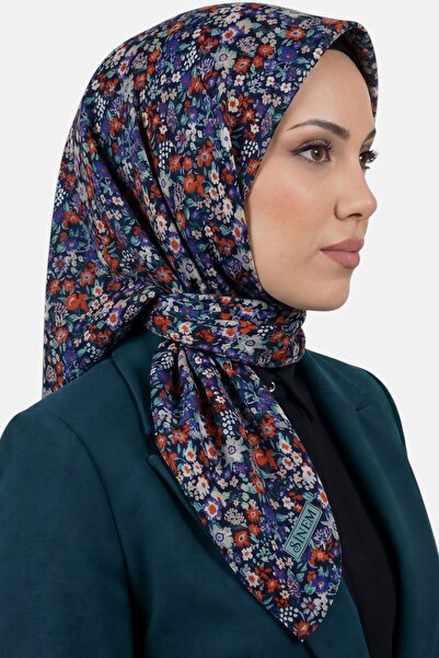 hadiora Women's Blue Red Floral Patterned Stitched Writing