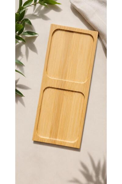 BİZ ZÜCCACİYE Bamboo Rectangular Two-Compartment Oil Container (12X24 Dimensi...
