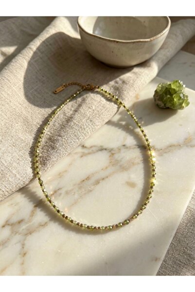 Meneva Aksesuar Peridot (Zebercet) Natural Stone Gold Color Steel Combination...