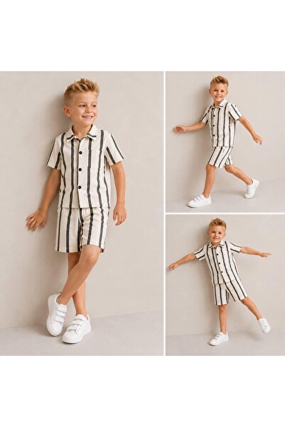 Melodikids Boy's Shirt Shorts Summer Top and Bottom Set
