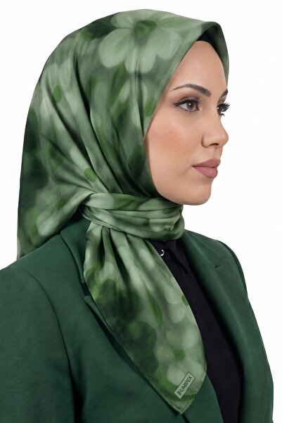 hadiora Women's Green Floral Patterned Organic Cotton Soft Scarf