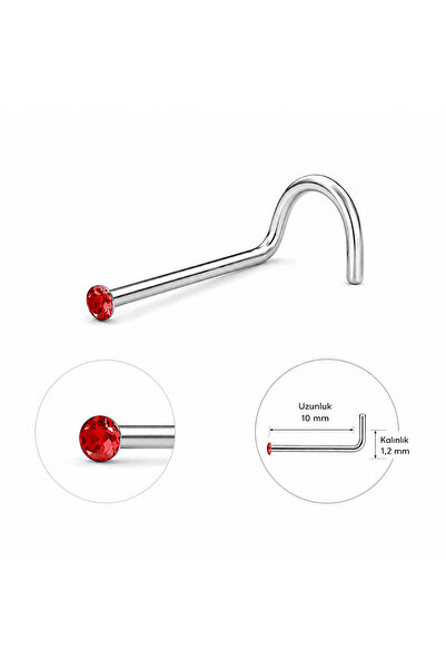 Dragon Opal Taşlı Burun Piercingi 1.2 mm Kalınlık 10 mm Cerrahi Çelik L Tip N...