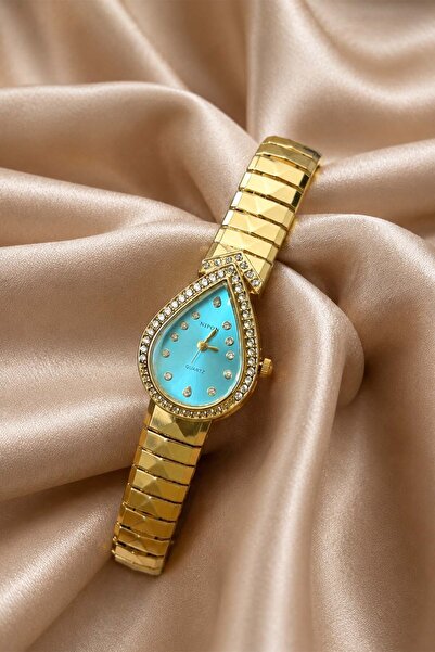 İnogge Verogin Aqua Gold – Elegant Women's Wristwatch with Drop Design Turquo...