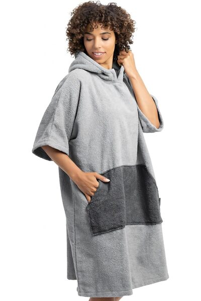 Homelevel Unisex bath poncho , L-XL, Grey, Cotton, 54881.25.20