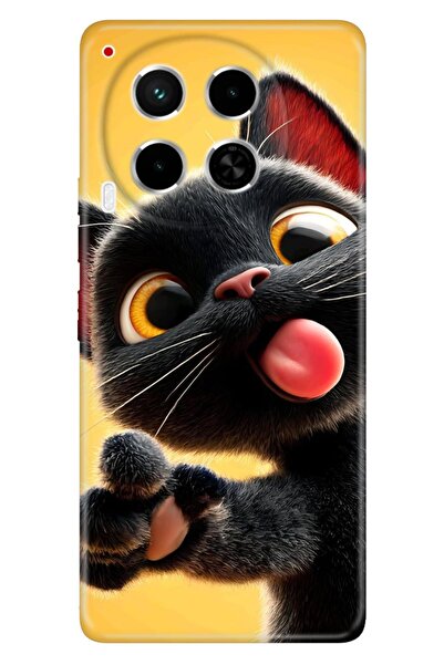 TECNO Camon 30 (CL6) Kılıf Fırlama Kedi Temalı Desenli Darbe Emici Silikon