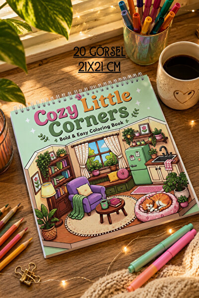 birikiyedi Cozy Little Corners - Bold & Easy Isometric Coloring Book/Yetişkin...