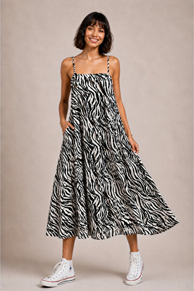 OZZY INSTYLE OZZY Kadın Zebra Desenli Elbise